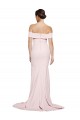 Achat Rose Fourreau Col Carré Balayage train Crêpe Stretch Longue Formelles Robes demoiselle d'honneur / Robes de soirée / Robes de bal