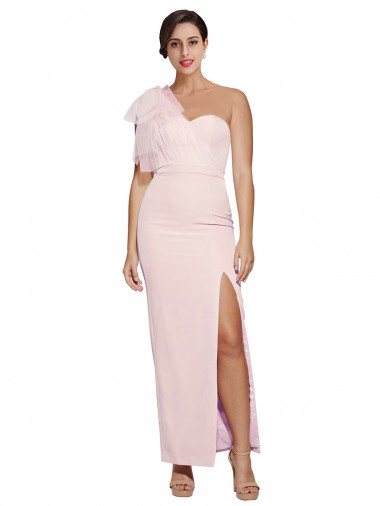 Achat Rose Fourreau Crêpe Stretch Longue Formelles Robes demoiselle d'honneur / Robes de soirée / Robes de bal