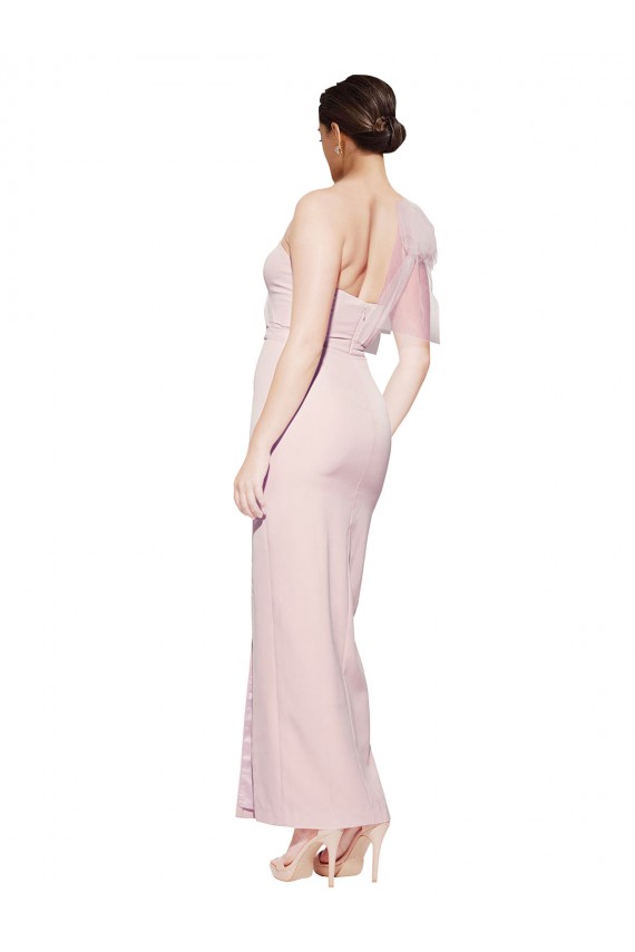 Achat Rose Fourreau Crêpe Stretch Longue Formelles Robes demoiselle d'honneur / Robes de soirée / Robes de bal