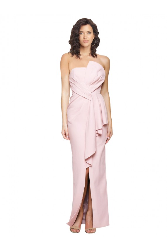 Achat Rose Fourreau Sans bretelle Crêpe Stretch Longue Formelles Robes demoiselle d'honneur / Robes de soirée / Robes de bal
