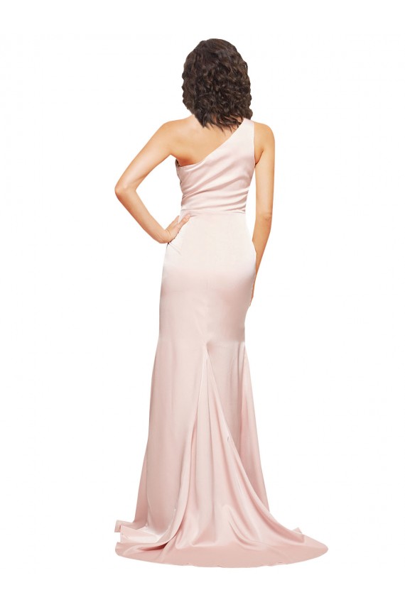 Achat Rose Fourreau Satiné Soyeux Longue Formelles Robes demoiselle d'honneur / Robes de soirée / Robes de bal