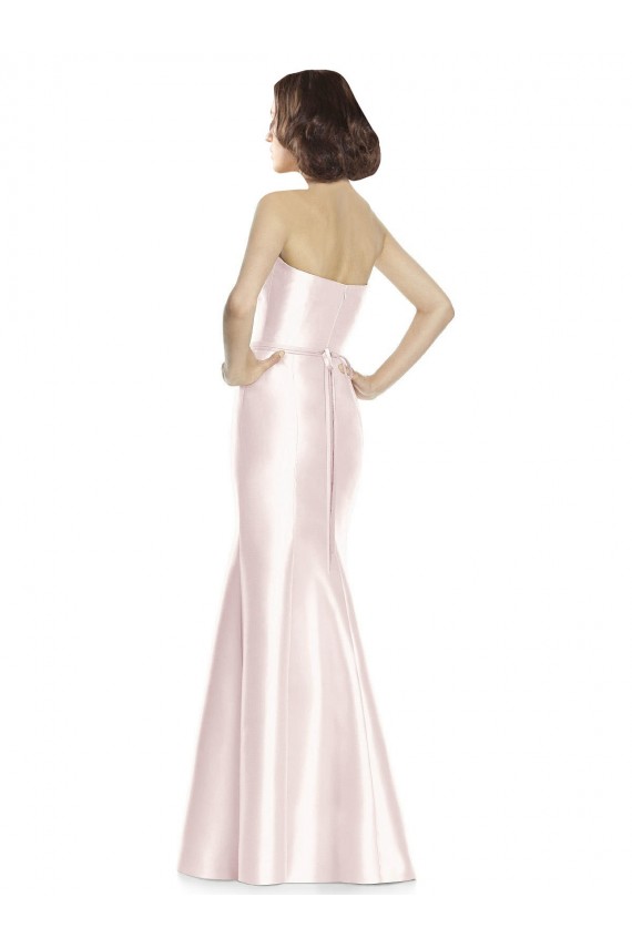Achat Rose Sirène Sans bretelle Satiné Longue Robes demoiselle d'honneur