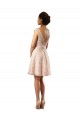 Achat Rose Trapèze Bateau Illusion Mousseline Dentelle Courte Robes demoiselle d'honneur