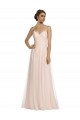 Achat Rose Trapèze Bretelles spaghetti Tulle Longue Robes demoiselle d'honneur