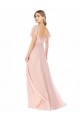 Achat Rose Trapèze Col Carré Mousseline Longue Robes demoiselle d'honneur