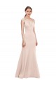 Achat Rose Trapèze Col V Crêpe Stretch Longue Formelles Robes demoiselle d'honneur / Robes de soirée / Robes de bal