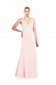 Achat Rose Trapèze Col V Crêpe Stretch Longue Formelles Robes demoiselle d'honneur / Robes de soirée / Robes de bal