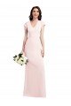 Achat Rose Trapèze Col V Crêpe Stretch Longue Formelles Robes demoiselle d'honneur / Robes de soirée / Robes de bal