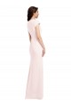 Achat Rose Trapèze Col V Crêpe Stretch Longue Formelles Robes demoiselle d'honneur / Robes de soirée / Robes de bal