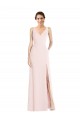 Achat Rose Trapèze Col V Crêpe Stretch Longue Robes demoiselle d'honneur / Robes de bal