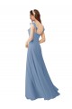 Achat Rose Trapèze Col V Mousseline Longue Robes demoiselle d'honneur