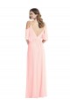 Achat Rose Trapèze Col V Mousseline Longue Robes demoiselle d'honneur