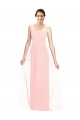 Achat Rose Trapèze Col V Mousseline Longue Robes demoiselle d'honneur