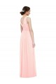 Achat Rose Trapèze Col V Mousseline Longue Robes demoiselle d'honneur