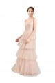 Achat Rose Trapèze Col V Tulle Longue Robes demoiselle d'honneur