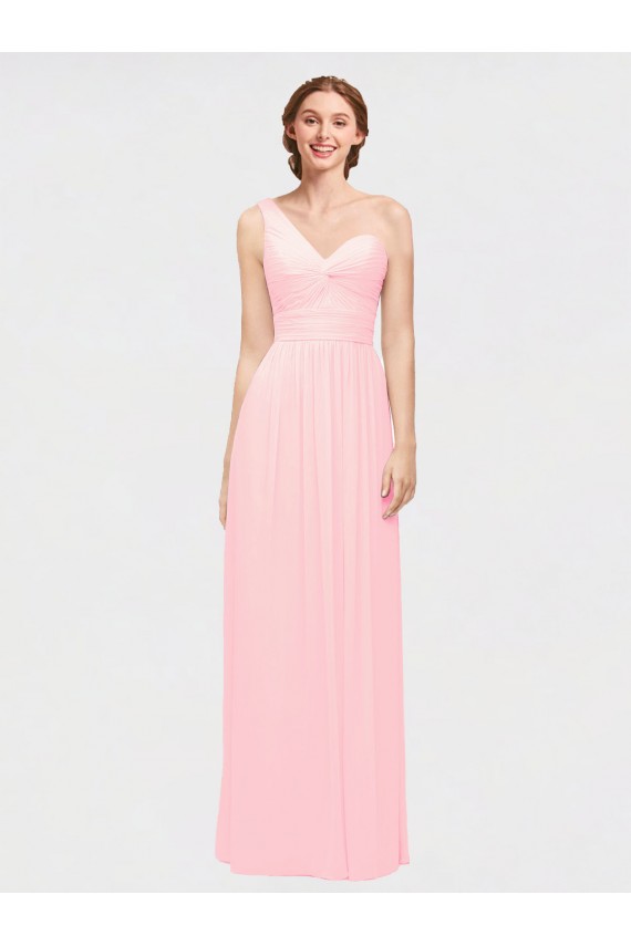 Achat Rose Trapèze Mousseline Longue Robes demoiselle d'honneur