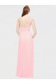 Achat Rose Trapèze Mousseline Longue Robes demoiselle d'honneur