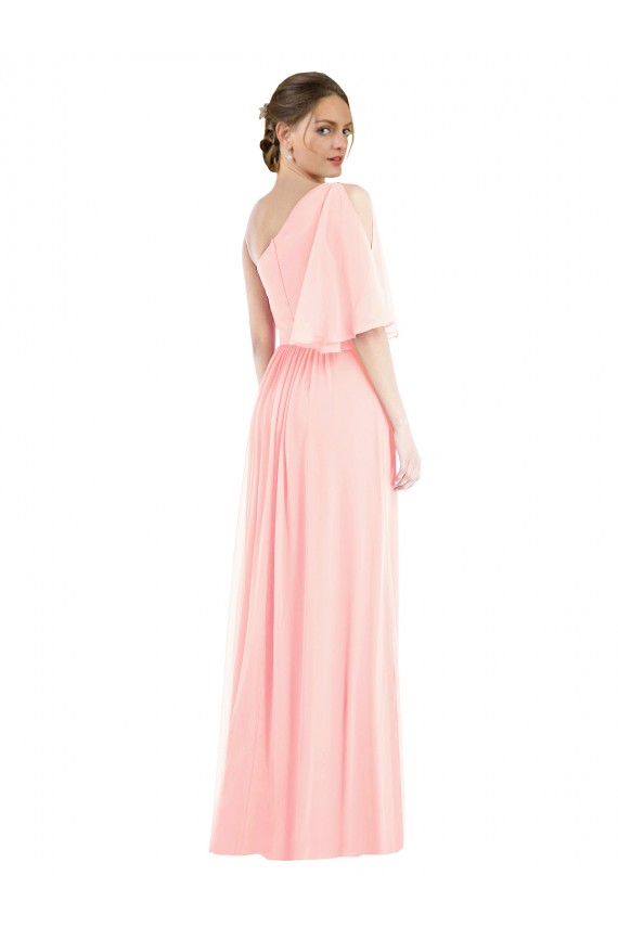 Achat Rose Trapèze Mousseline Longue Robes demoiselle d'honneur