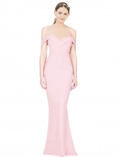 Achat Rose Trapèze Sans bretelle Crêpe Stretch Longue Formelles Robes demoiselle d'honneur / Robes de soirée / Robes de bal