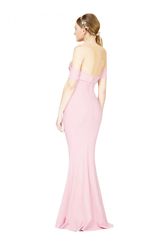 Achat Rose Trapèze Sans bretelle Crêpe Stretch Longue Formelles Robes demoiselle d'honneur / Robes de soirée / Robes de bal