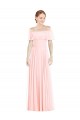 Achat Rose Trapèze Épaule Dénudée Col Carré Mousseline Longue Robes demoiselle d'honneur