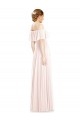 Achat Rose Trapèze Épaule Dénudée Col Carré Mousseline Longue Robes demoiselle d'honneur
