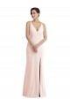 Achat Rose Trompette Col V Crêpe Stretch Longue Formelles Robes demoiselle d'honneur / Robes de soirée / Robes de bal