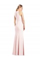 Achat Rose Trompette Col V Crêpe Stretch Longue Robes demoiselle d'honneur / Robes de bal