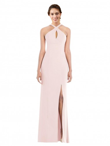 Achat Rose Trompette Licou Crêpe Stretch Longue Formelles Robes demoiselle d'honneur / Robes de soirée / Robes de bal