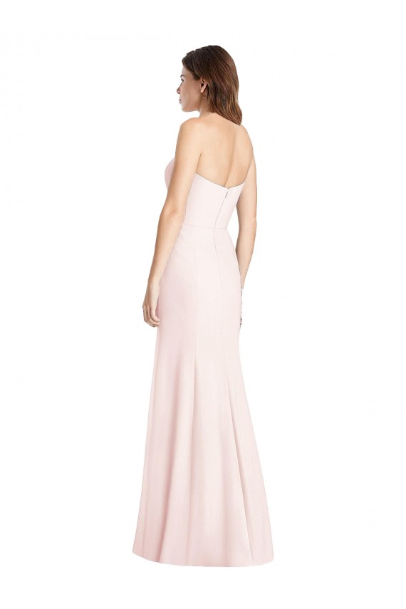Achat Rose Trompette Sans bretelle Crêpe Stretch Longue Robes demoiselle d'honneur / Robes de bal