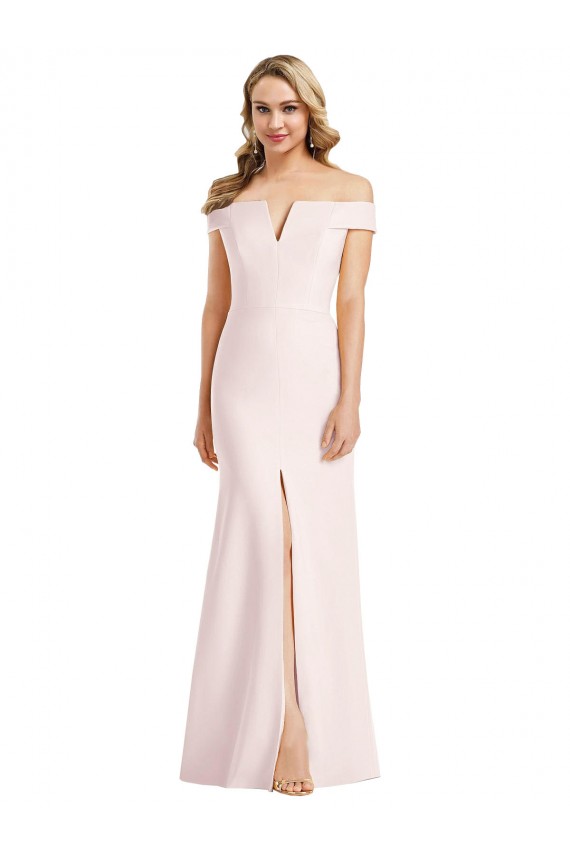Achat Rose Trompette Épaule Dénudée Col V Crêpe Stretch Longue Formelles Robes demoiselle d'honneur / Robes de soirée / Robes de bal