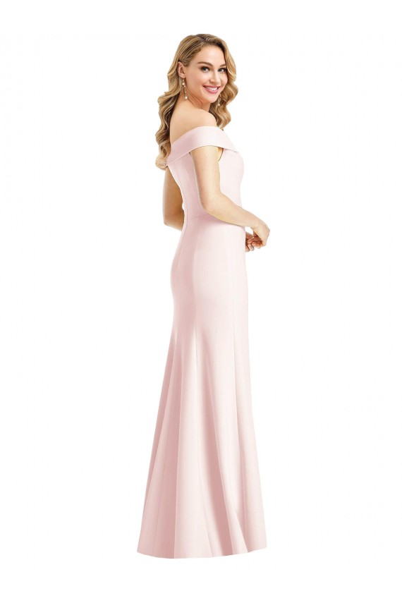 Achat Rose Trompette Épaule Dénudée Col V Crêpe Stretch Longue Formelles Robes demoiselle d'honneur / Robes de soirée / Robes de bal