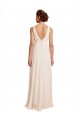 Achat Rose crème Trapèze Bateau Col Haut Mousseline Longue Robes demoiselle d'honneur