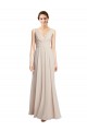 Achat Rose crème Trapèze Col V Mousseline Longue Robes demoiselle d'honneur