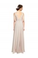 Achat Rose crème Trapèze Col V Mousseline Longue Robes demoiselle d'honneur