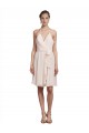 Achat Rose crème Trapèze Licou Col V Mousseline Courte Robes demoiselle d'honneur / Robes de cocktail