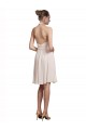 Achat Rose crème Trapèze Licou Col V Mousseline Courte Robes demoiselle d'honneur / Robes de cocktail