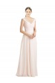 Achat Rose crème Trapèze Mousseline Dentelle Longue Robes demoiselle d'honneur