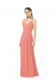 Achat Rose du Désert Fourreau Col V Mousseline Longue Robes demoiselle d'honneur