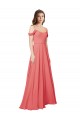 Achat Rose du Désert Trapèze Épaule Dénudée Mousseline Longue Robes demoiselle d'honneur