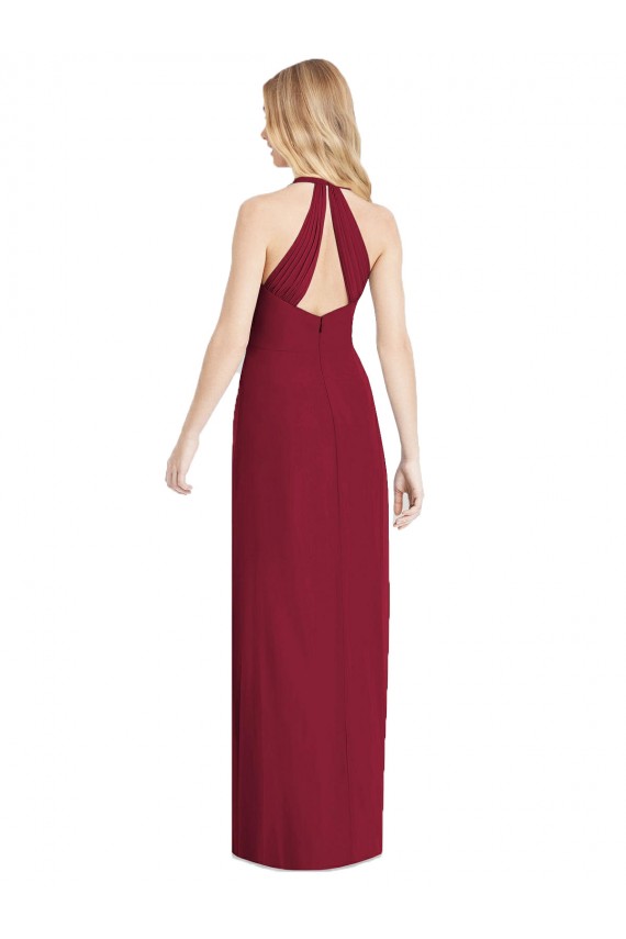 Achat Rose du Désert Trompette Licou Col V Mousseline Longue Formelles Robes demoiselle d'honneur / Robes de soirée