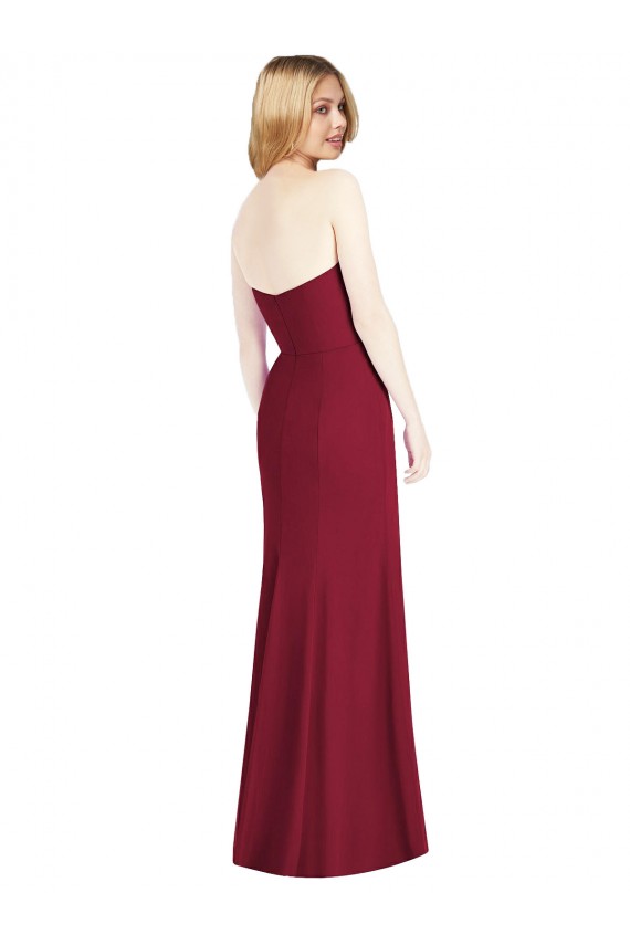 Achat Rose du Désert Trompette Sans bretelle Mousseline Longue Robes demoiselle d'honneur
