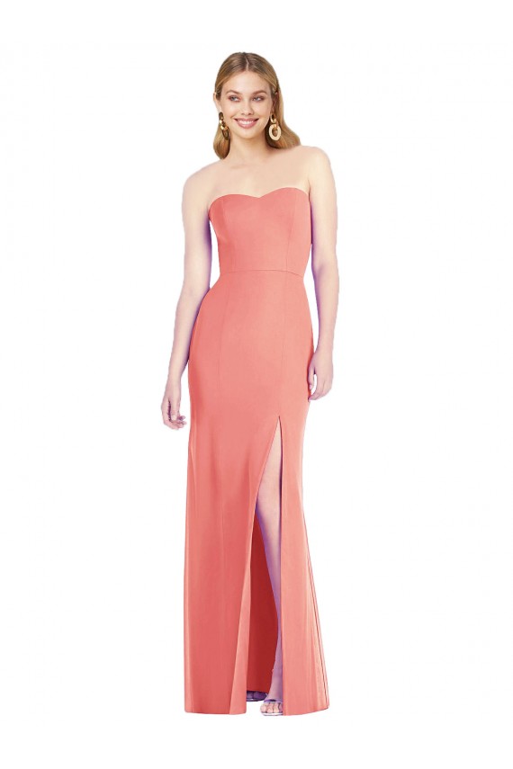 Achat Rose du Désert Trompette Sans bretelle Mousseline Longue Robes demoiselle d'honneur