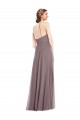 Achat Rose poudré Trapèze Licou Mousseline Longue Formelles Robes demoiselle d'honneur / Robes de soirée