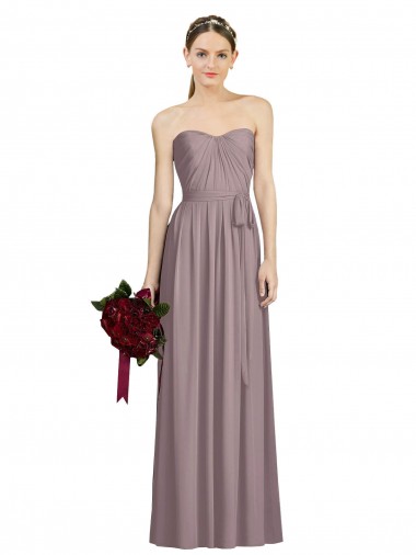 Achat Rose poudré Trapèze Mousseline Longue Robes demoiselle d'honneur