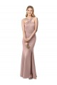 Achat Rose poussiéreux Fourreau Licou Col Haut Crêpe Stretch Longue Robes demoiselle d'honneur / Robes de bal