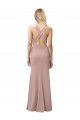 Achat Rose poussiéreux Fourreau Licou Col Haut Crêpe Stretch Longue Robes demoiselle d'honneur / Robes de bal