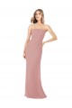 Achat Rose poussiéreux Fourreau Sans bretelle Mousseline Longue Robes demoiselle d'honneur