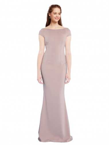 Achat Rose poussiéreux Sirène Col Bateau Crêpe Stretch Longue Formelles Robes demoiselle d'honneur / Robes de soirée / Robes de bal