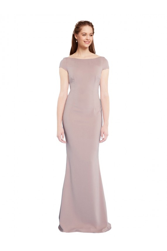Achat Rose poussiéreux Sirène Col Bateau Crêpe Stretch Longue Formelles Robes demoiselle d'honneur / Robes de soirée / Robes de bal